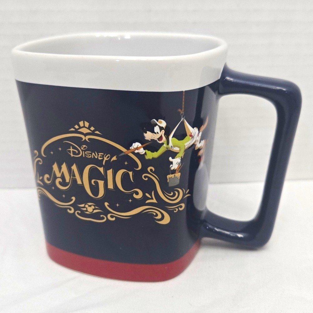 Disney Cruise Line Disney Magic Goofy Painting Square Stoneware Mug Blue Rare
